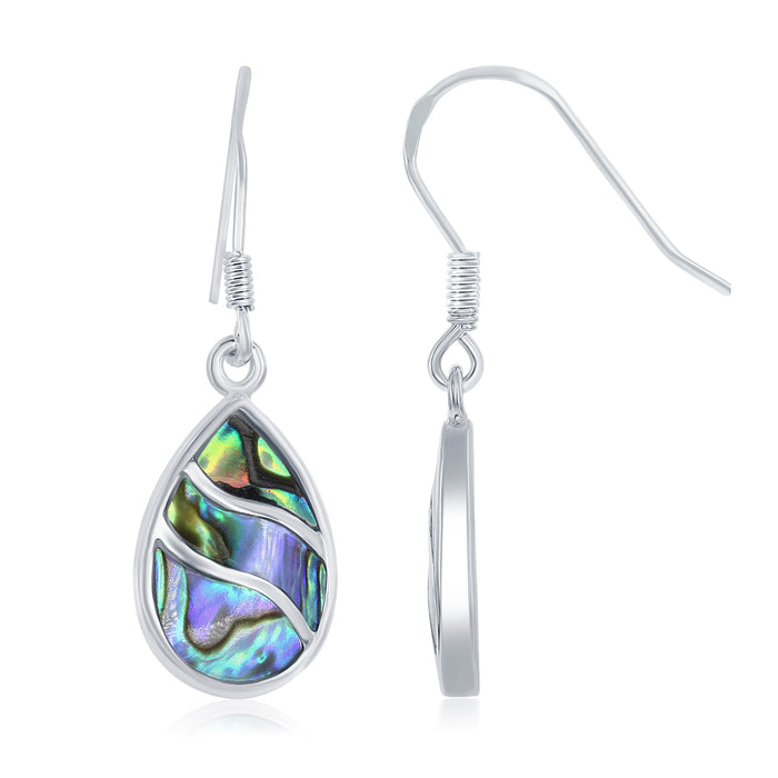 Sterling Silver Abalone Waves Design Earrings 