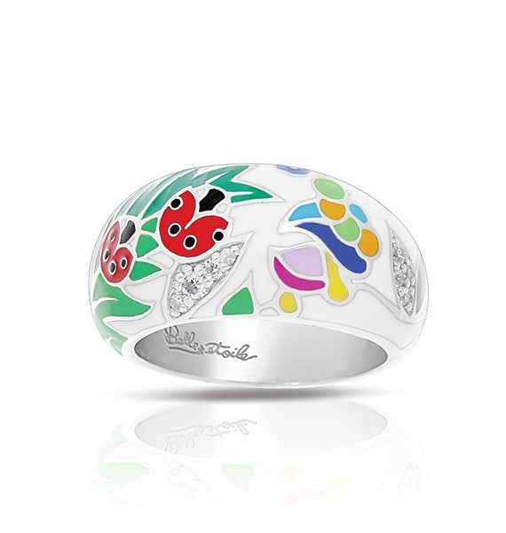 Belle e'toile Sterling Silver Ladybug Ring White, Size 7 