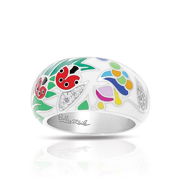 Belle e'toile Sterling Silver Ladybug Ring White, Size 7 (91401)