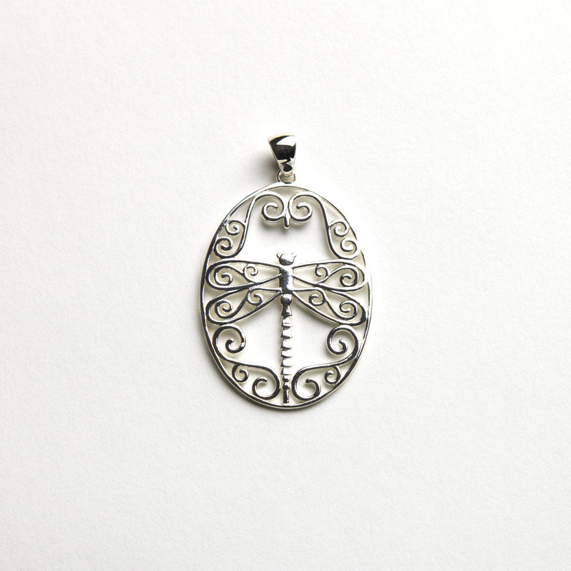 Southern Gates Sterling Silver Large Dragonfly Scroll Pendant 