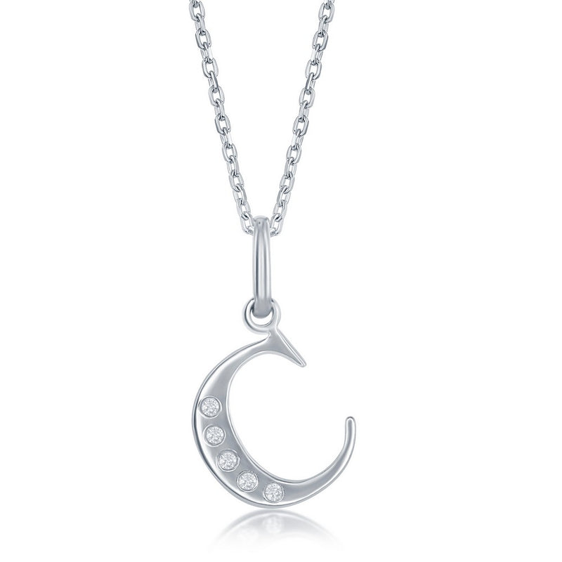 Sterling Silver 0.03cttw Diamond 'C' Initial Pendant