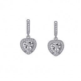 Lafonn Simulated Diamond Drop Heart Earrings in Sterling Silver (77186)