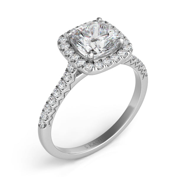 S. Kashi 14K White Gold .61ctw Diamond Halo Engagement Ring