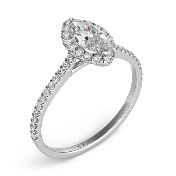 S. Kashi 14K White Gold .53ctw Marquise Halo Diamond Engagement Ring