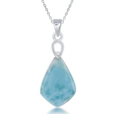 Sterling Silver Blue Larimar Drop Necklace