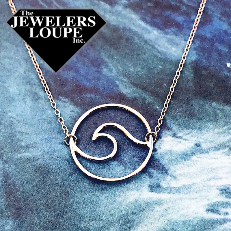 Sterling Silver Wave Design Necklace on adjustable 16+2" Sterling Silver Chain.