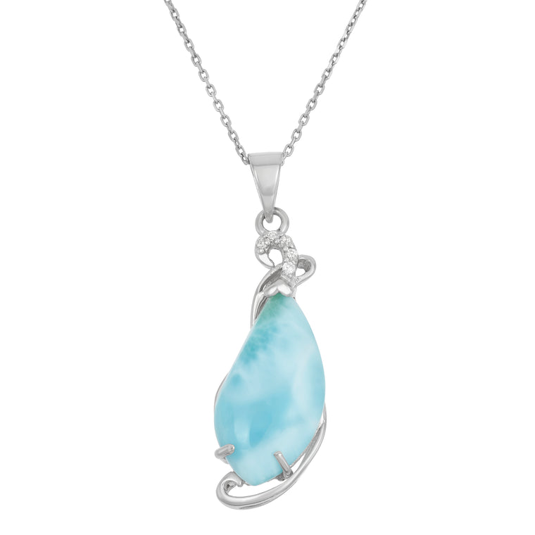 Sterling Silver Fancy Larimar Pendant with Sterling Silver Chain (90799)