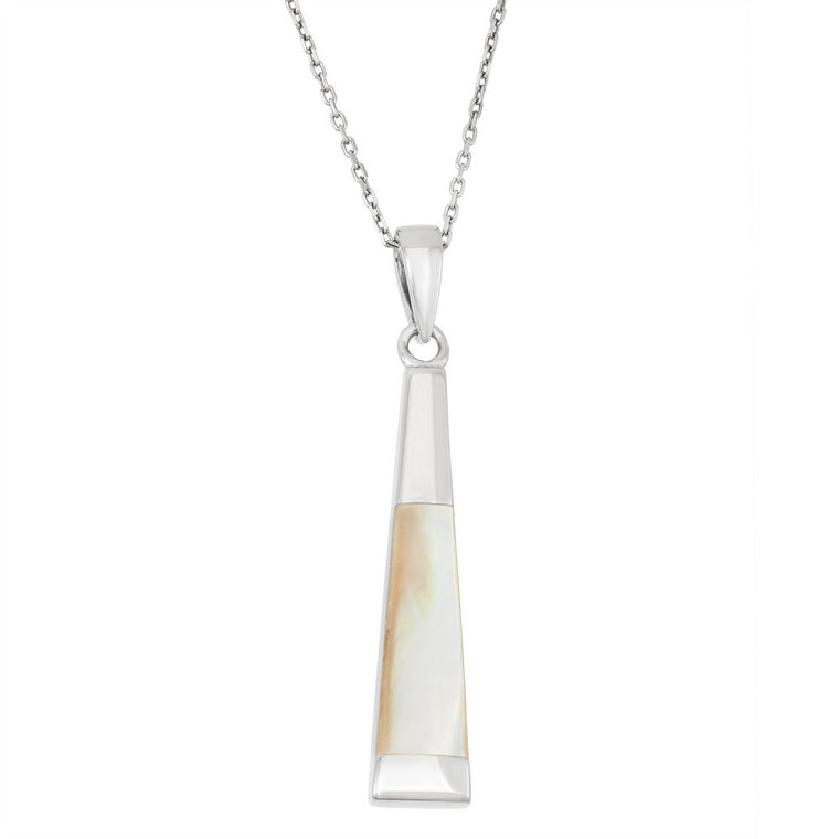 Sterling Silver Long Thin Mother of Pearl Necklace (91307)