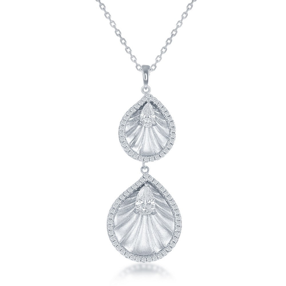 Sterling Silver Double CZ Teardrop Pendant