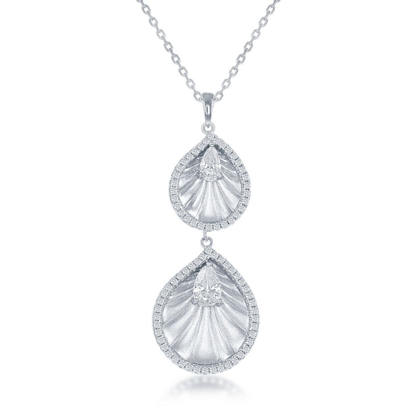Sterling Silver Double CZ Teardrop Pendant