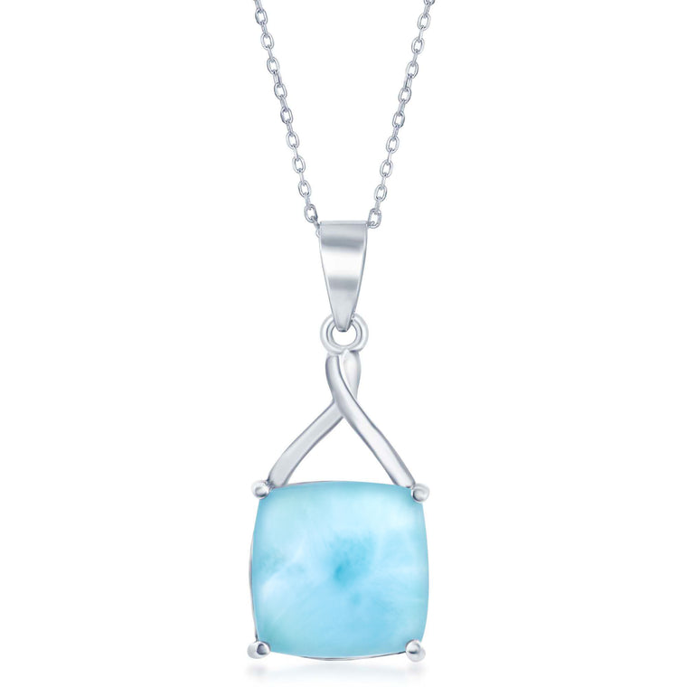 Sterling Silver Larimar Square Pendant with Sterling Silver Chain (90807)