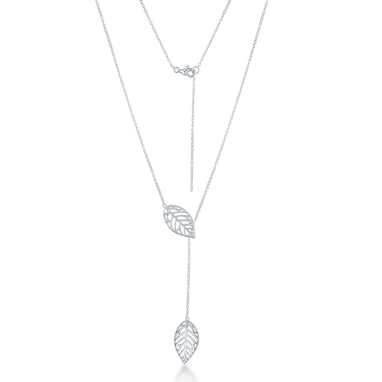 Sterling Silver Open Leaf Adjustable Necklace (90810)