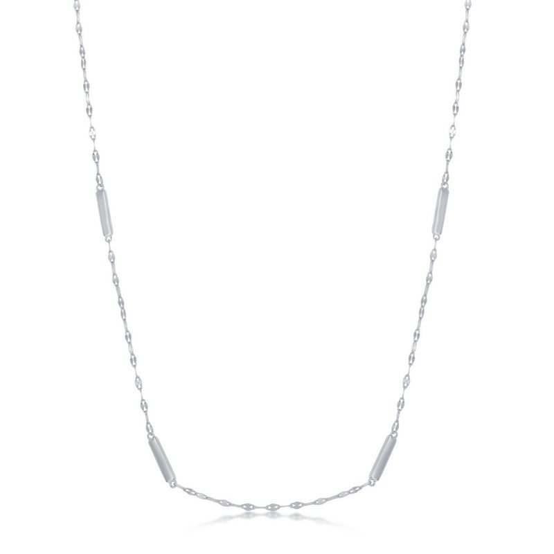 Sterling Silver Fancy Chain & Bars Necklace, Adjustable 16+2"