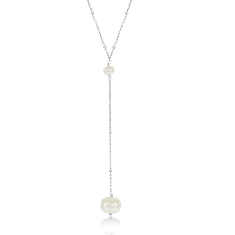 Sterling Silver Hanging Freshwater Pearl Lariat 'Y' Necklace (96600)