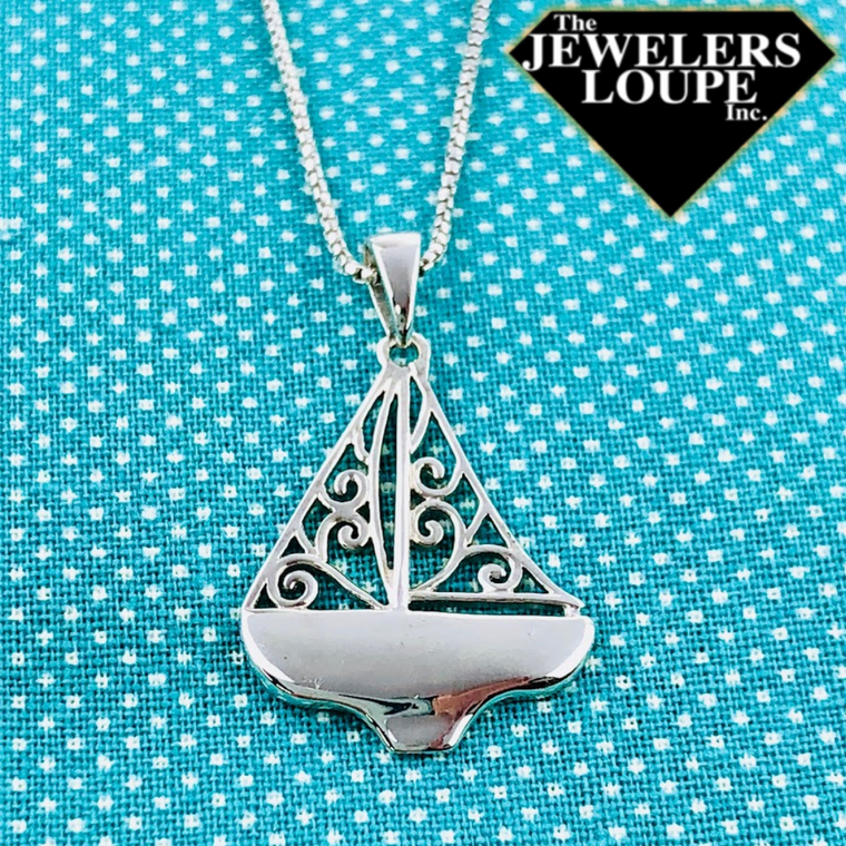 Southern Gates Harbor Series Sterling Silver Sailboat Pendant (90379)