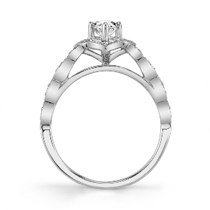 Mars 14K White Gold Vintage Style Marquise 1.08ctw Diamond Engagement Ring