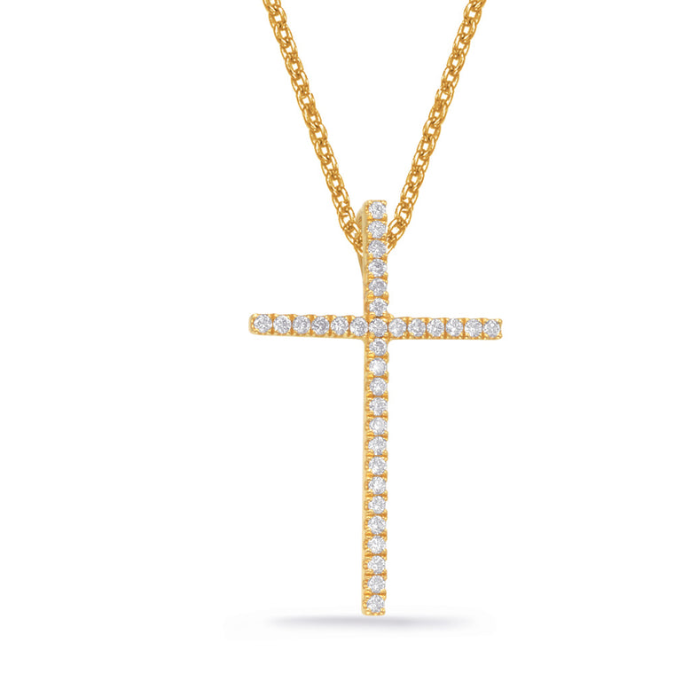 S. Kashi 14K Yellow Gold .24ctw Diamond Cross Pendant (87360)