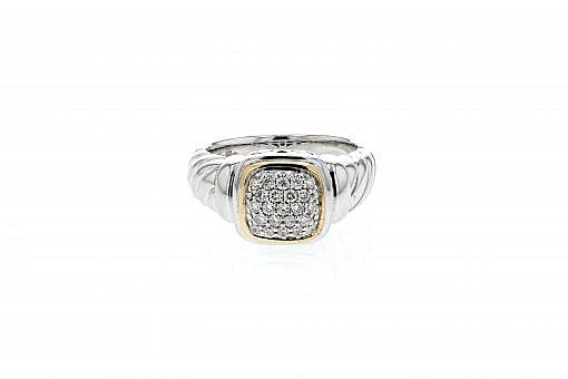 PiyaRo Diamond, Sterling Silver and 14K Yellow Gold Ring 