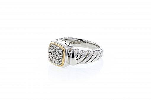PiyaRo Diamond, Sterling Silver and 14K Yellow Gold Ring 