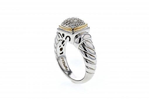 PiyaRo Diamond, Sterling Silver and 14K Yellow Gold Ring 