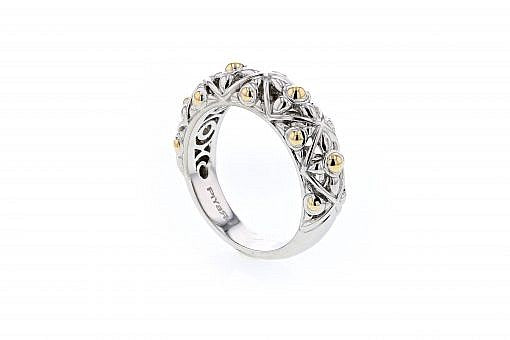 PiyaRo Sterling Silver and 14K Yellow Gold Ring, Size 7 (93715)
