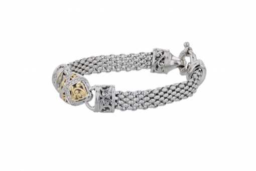 PiyaRo Diamond, Sterling Silver and 14K Yellow Gold Bracelet 