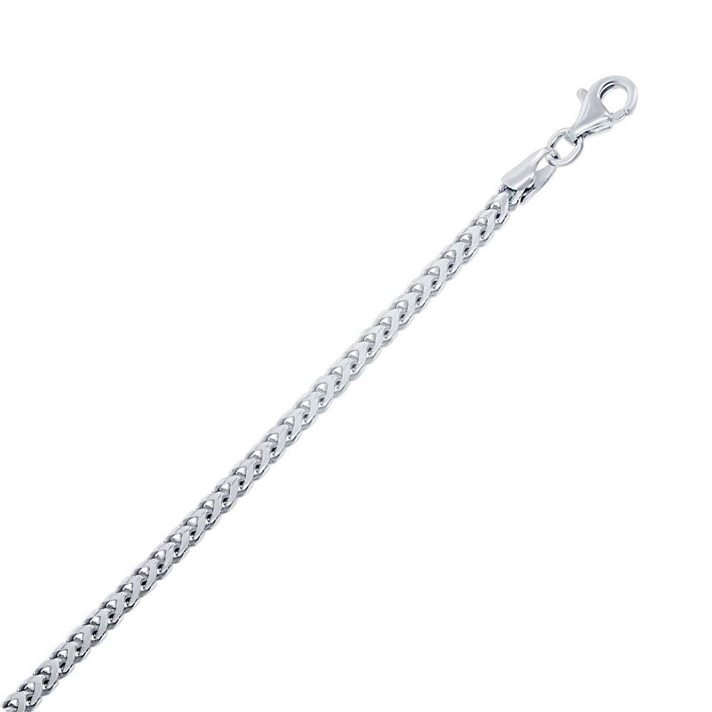 Sterling Silver 2.5mm Franco Chain Rhodium Plated