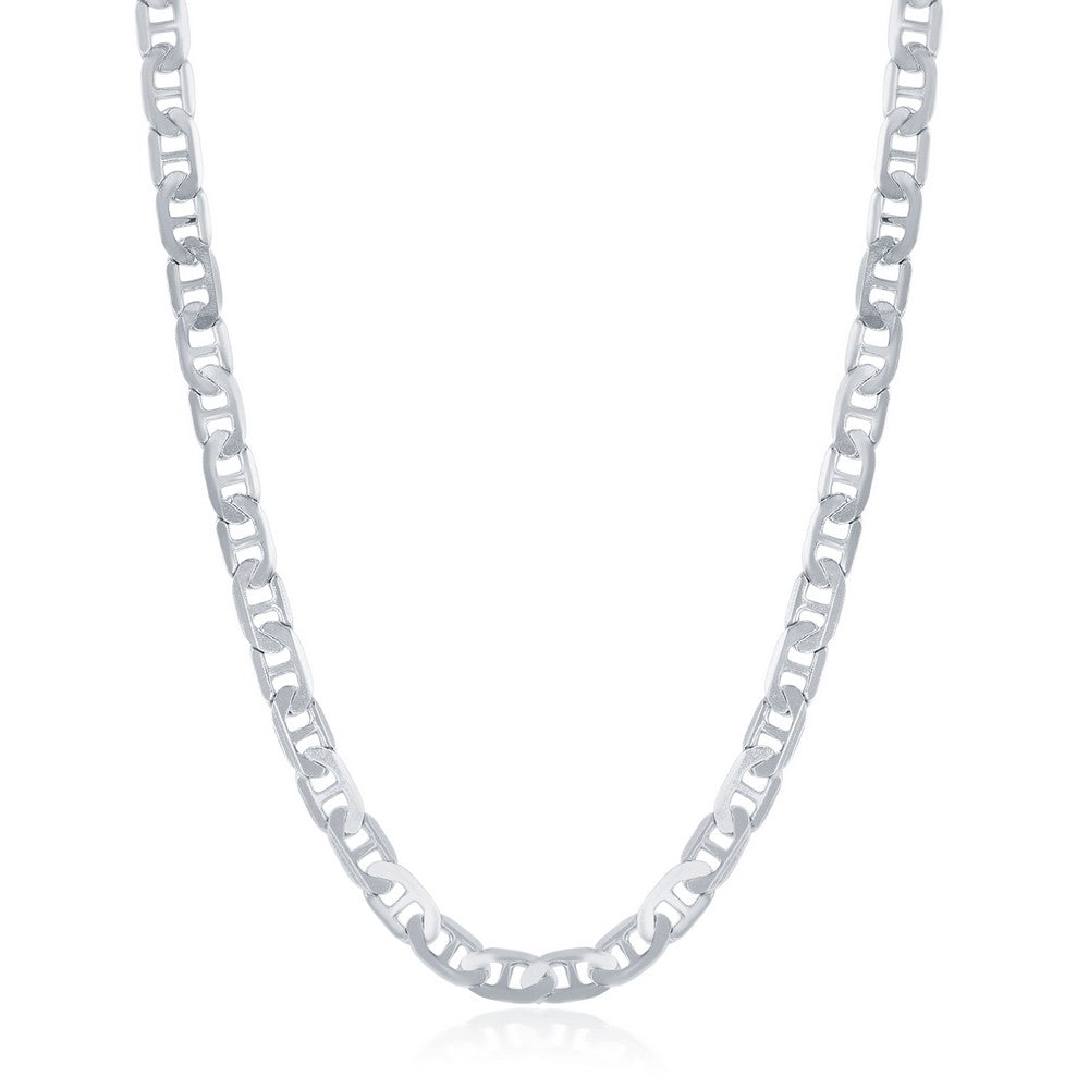 Sterling Silver 4.1mm Flat Marina Chain Rhodium Plated