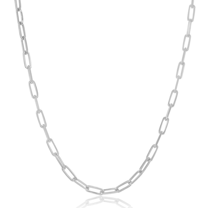 Sterling Silver 2.8mm Paper Clip Chain Rhodium Plated