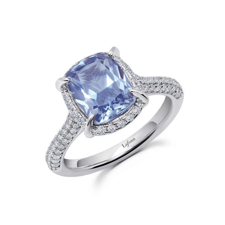 Lafonn Lab-Created Aquamarine and Simulated Diamond Ring in Sterling Silver, Size 7 (97853)