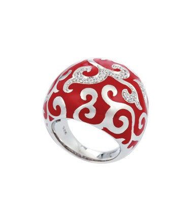 Belle e'toile Sterling Silver Royale Red Ring, Size 7