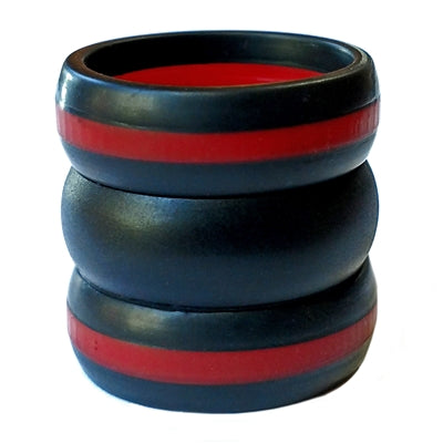 Men's 8mm Red Line Combo Silicone Bands