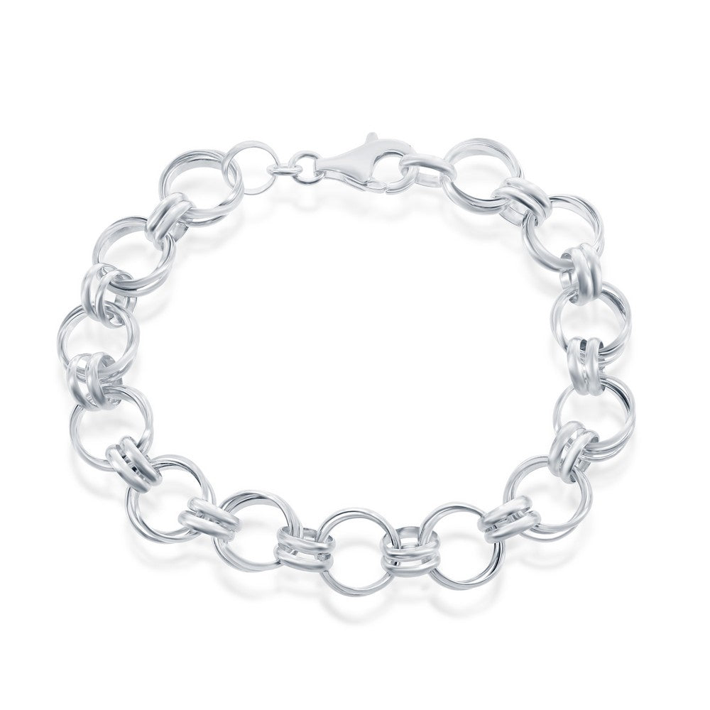 Sterling Silver Multi Circle Link Bracelet, 7.5" (91332)