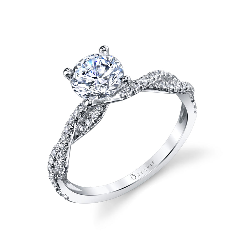 Sylvie 14K White Gold .28ctw Diamond Twist Band Engagement Ring Semi-Mount (90604)