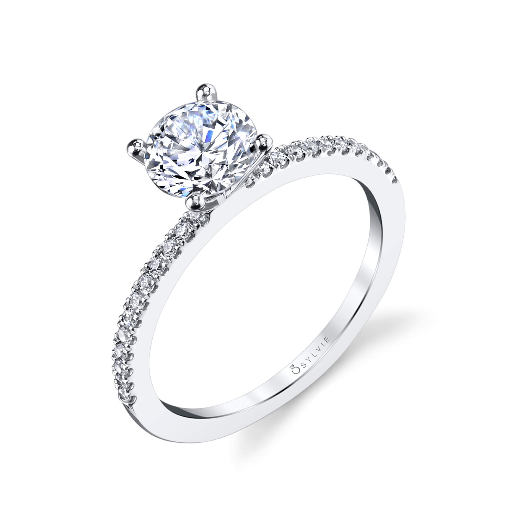 Sylvie Collection 14K White Gold .13ctw Diamond Engagement Ring Semi-Mount 