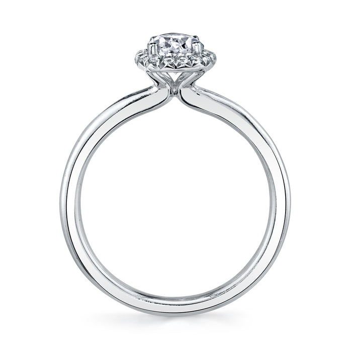 Sylvie Collection 14K White Gold .11ctw Marquise Halo Diamond Engagement Ring Semi-Mount