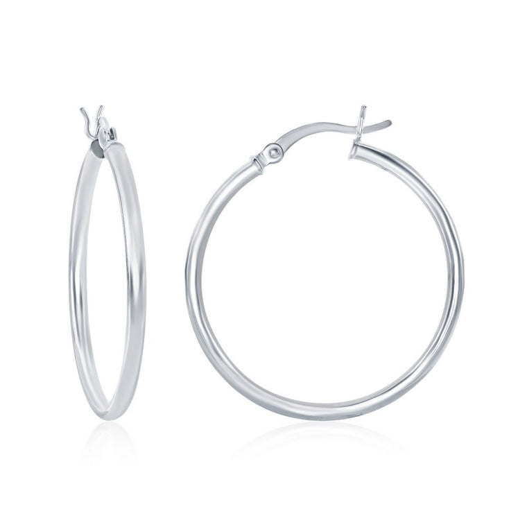 Sterling Silver 2x30mm High-Polished Hoop Earrings (94884)