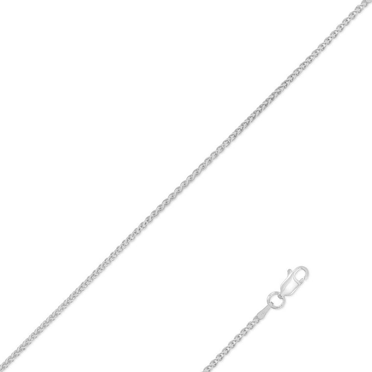 Sterling Silver Spiga Chain 2MM Rhodium Plated, 18