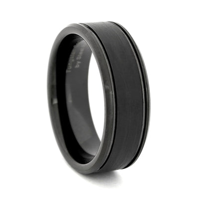 Comfort Fit 8mm Black Tungsten Carbide Wedding Ring, Size 14 (91876)