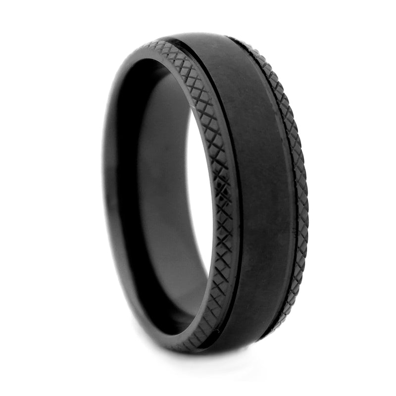 Comfort Fit 8mm Matte Black Zirconium Wedding Band