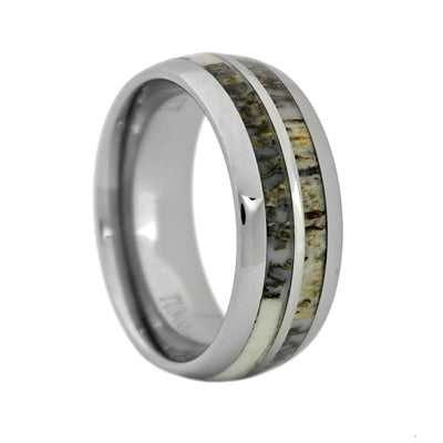 Tungsten Carbide Wedding Ring With Antler Inlay, Size 8.5 (94322)