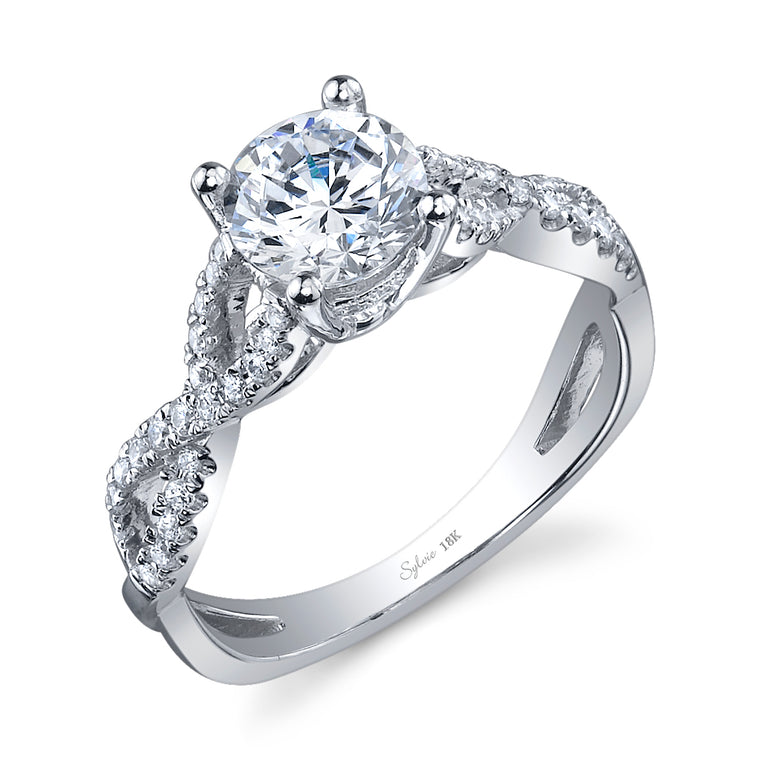 Sylvie 14K White Gold .26ctw Diamond Twist Engagement Ring Semi-Mount (90618)