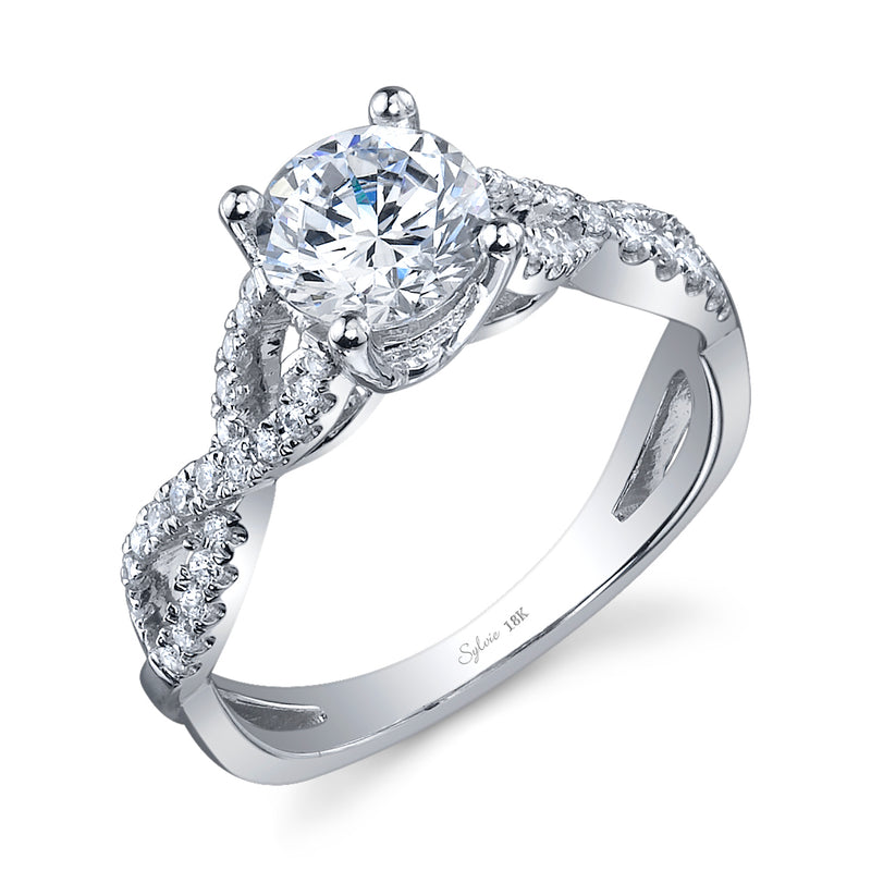 Sylvie Collection 14K White Gold .26ctw Diamond Twist Engagement Ring Semi-Mount