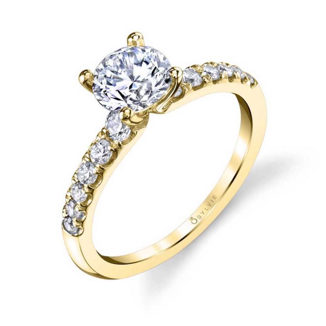 Sylvie Collection 14K Yellow Gold .38ctw Diamond Engagement Ring Semi-Mount (90601)