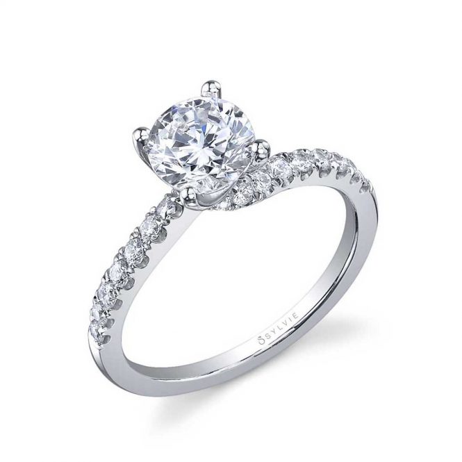 Sylvie Collection 14K White Gold .27ctw Diamond Engagement Ring Semi-Mount