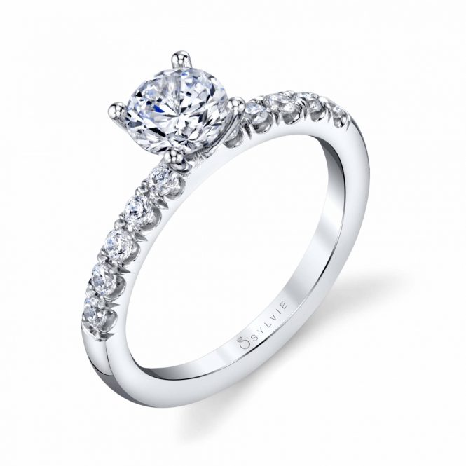 Sylvie Collection 14K White Gold .25ctw Diamond Engagement Ring Semi-Mount 