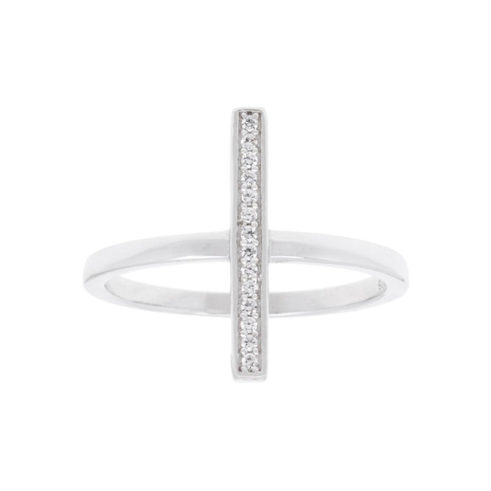 Sterling Silver Single Vertical CZ Bar Ring, size 8 (92453)