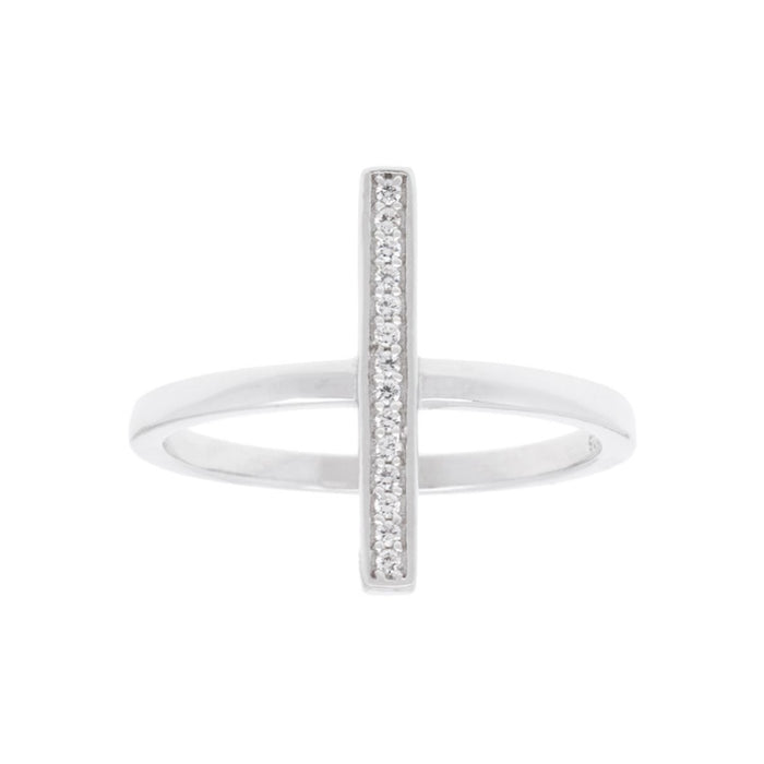 Sterling Silver Single Vertical CZ Bar Ring, Size 7 (92452)