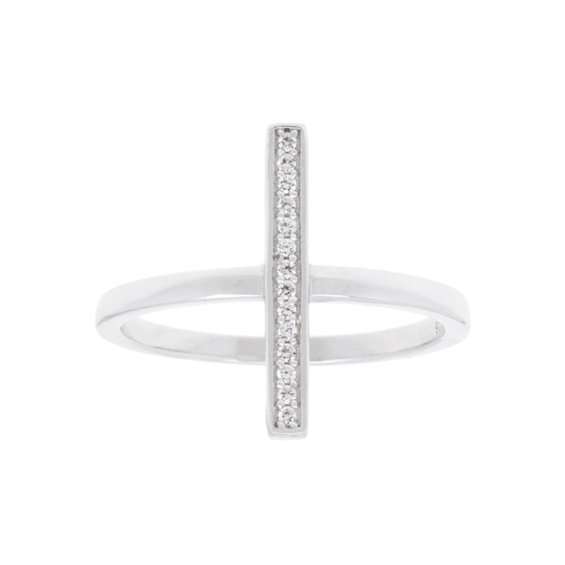 Sterling Silver Single Vertical CZ Bar Ring, Size 7 (92452)