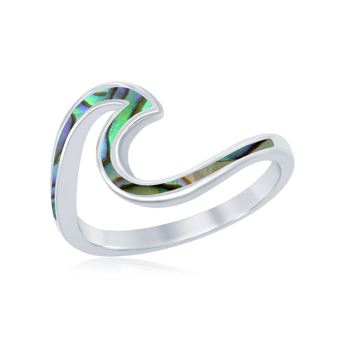 Sterling Silver Abalone Wave Design Ring